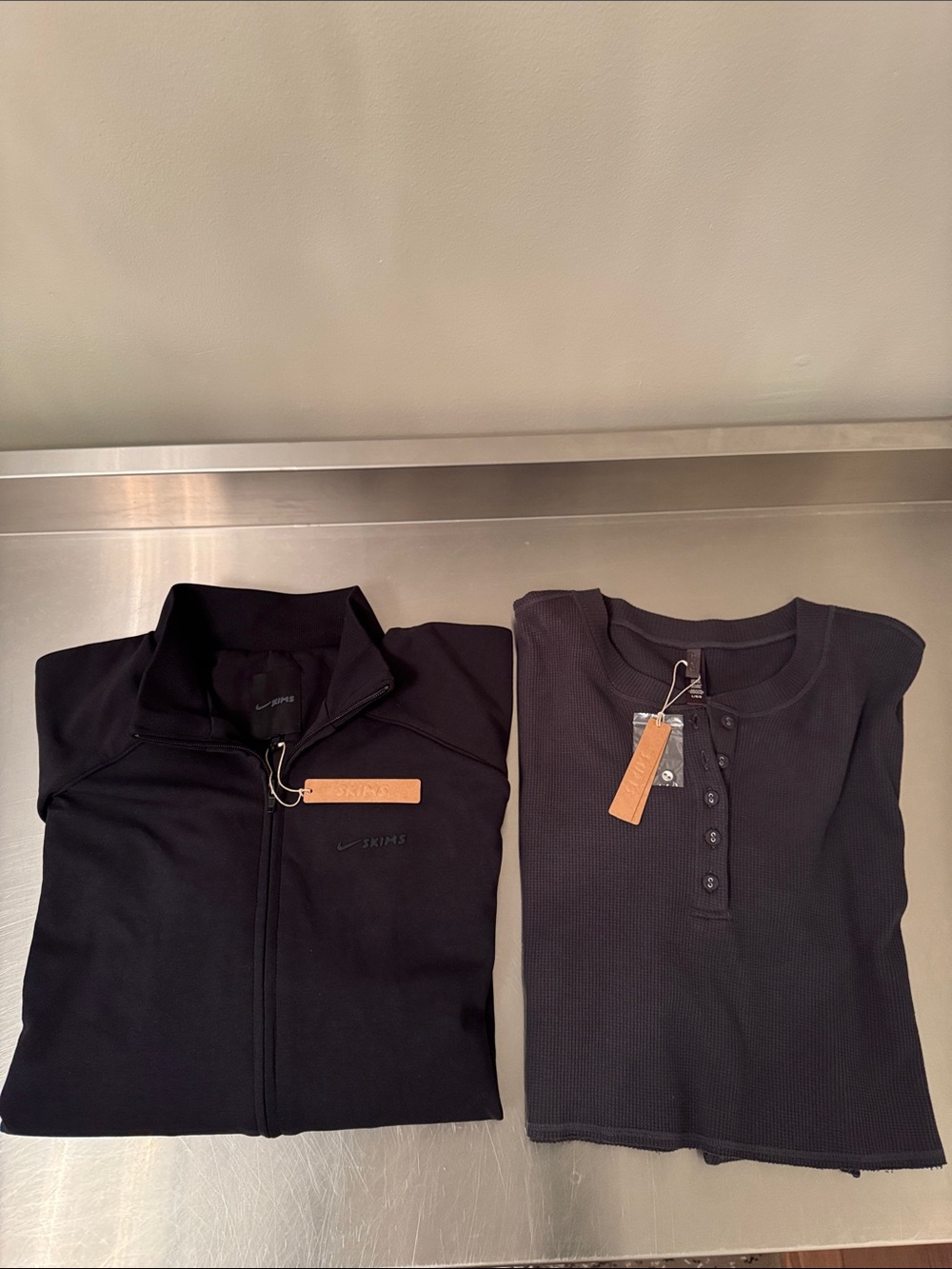 Skims Track jacket Black Zip & Henley Top